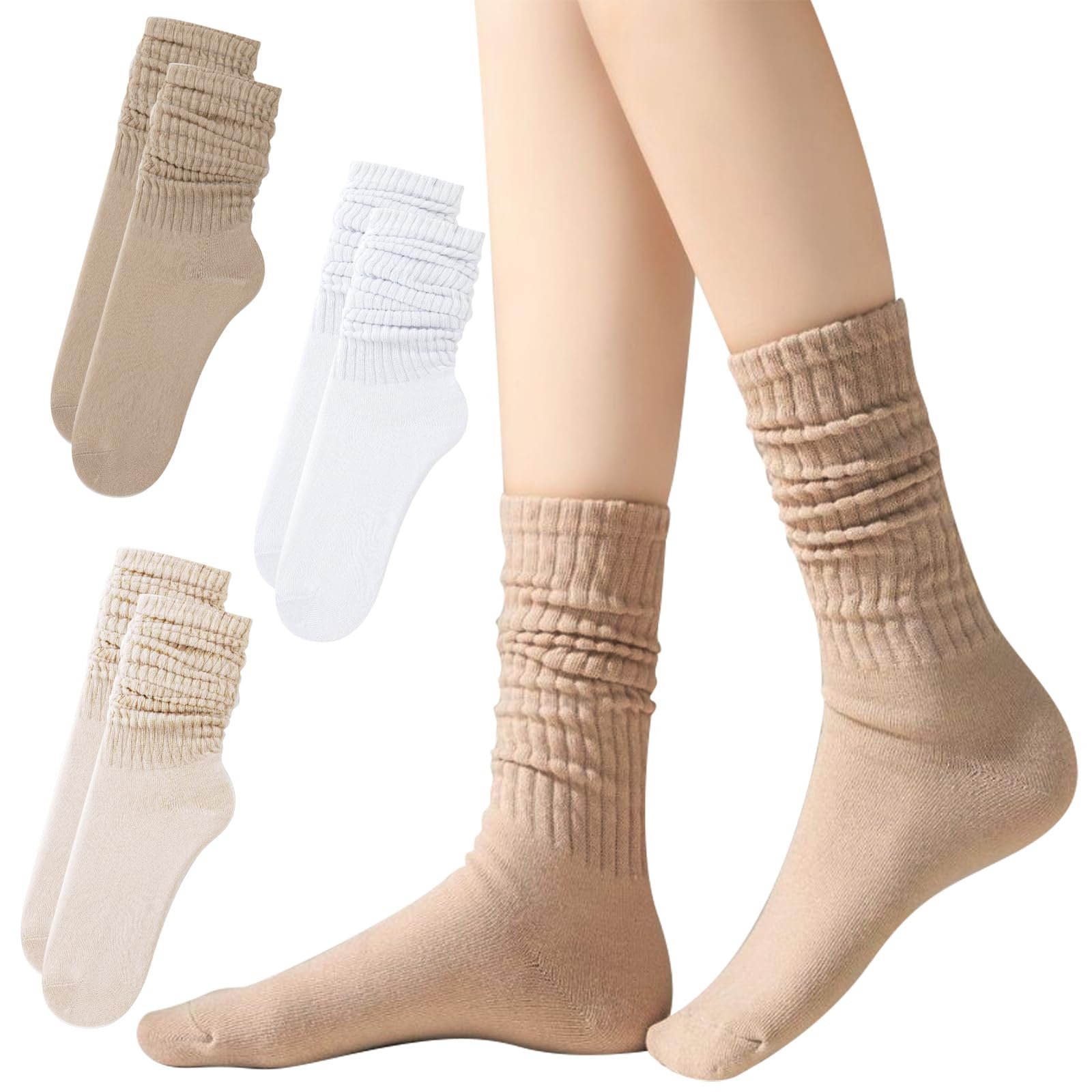 Носки Slouch Женские Традиционные Длинные Зимние Теплые Носки, Один Размер, Белый, 6 пар, фото №2