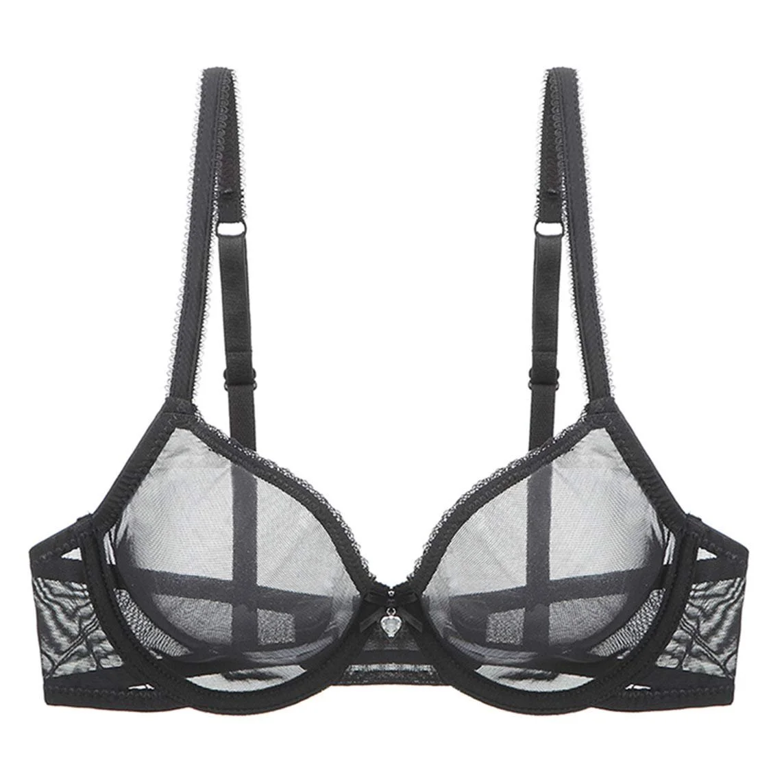Бюстгальтер-бралетт YANDW Sexy Transparent прозрачный на косточках кружевной сетчатый ультратонкий без подкладки, фото №1