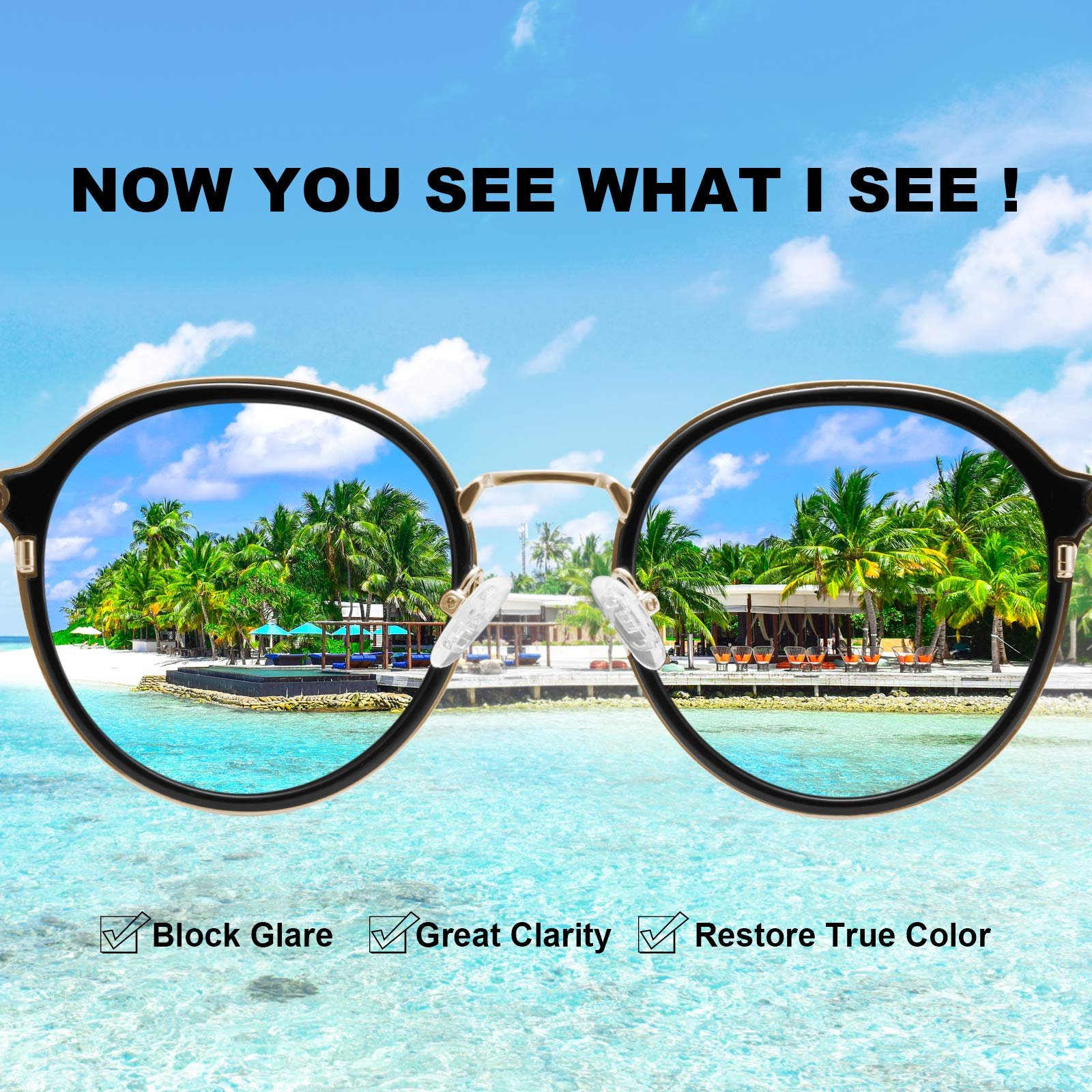 Вінтажні круглі жіночі сонцезахисні окуляри CARFIA Polarised 100% UV Protection з футляром Category 3, фото №5