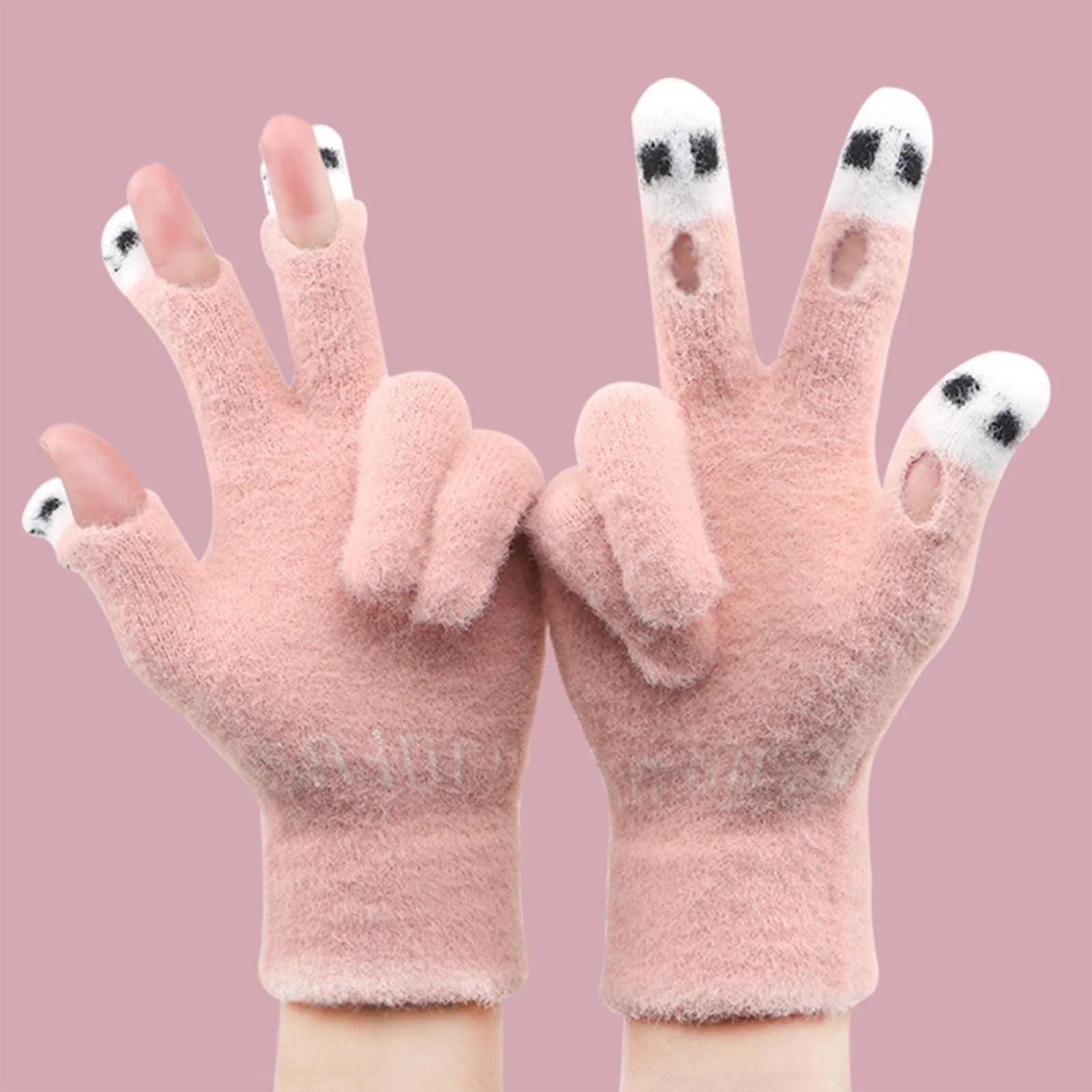 Вязаная Повязка на Голову Женская Эластичная для Согревания Ушей с Перчатками для Спорта Лыжного Осенью и Зимой Розовая, фото №7 Вязаная Повязка на Голову Женская Эластичная для Согревания Ушей с Перчатками для Спорта Лыжного Осенью и Зимой Розовая, фото №7