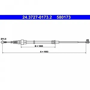 Трос стоянкового гальма ATE 24.3727-0173.2 задній - Фото 1