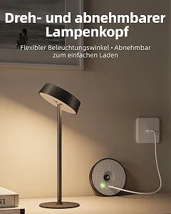 Настільна лампа EZVALO LED Wireless Touch Dimmable IP44 3600 mAh Rechargeable Bedside Lamp synthetic.ua - Фото 1