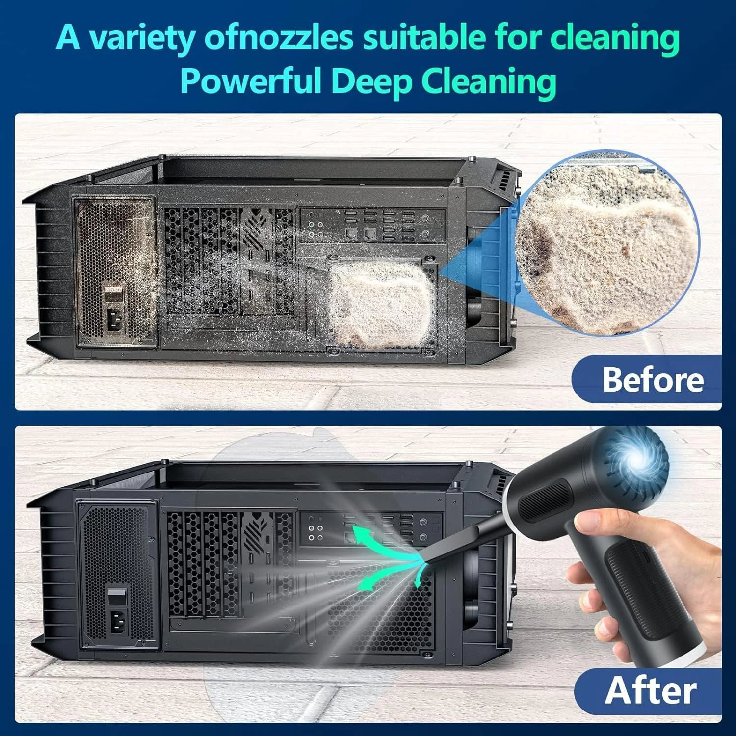 Электрическая воздуходувка Chanurae 3 скорости 100,000 RPM 6000 mAh USB Quick Charge, фото №5