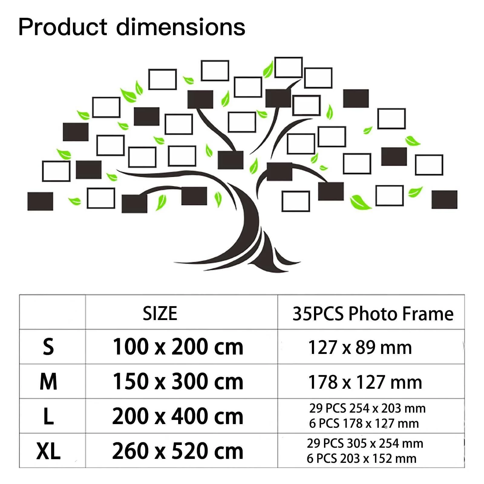 Наклейка на стіну 3D Дерево з 35 фоторамками Акрилова 2 мм, фото №2