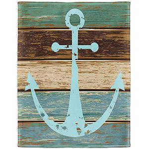 Одеяло YISUMEI Фланелевое мягкое 125 x 150 см Морской декор Якорь - Фото 1