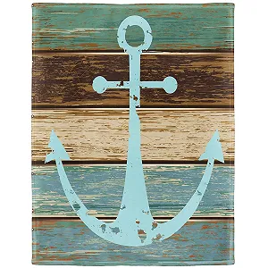 Покривало YISUMEI Фланелева м'яка 125 x 150 см Морський декор Якір - Фото 1