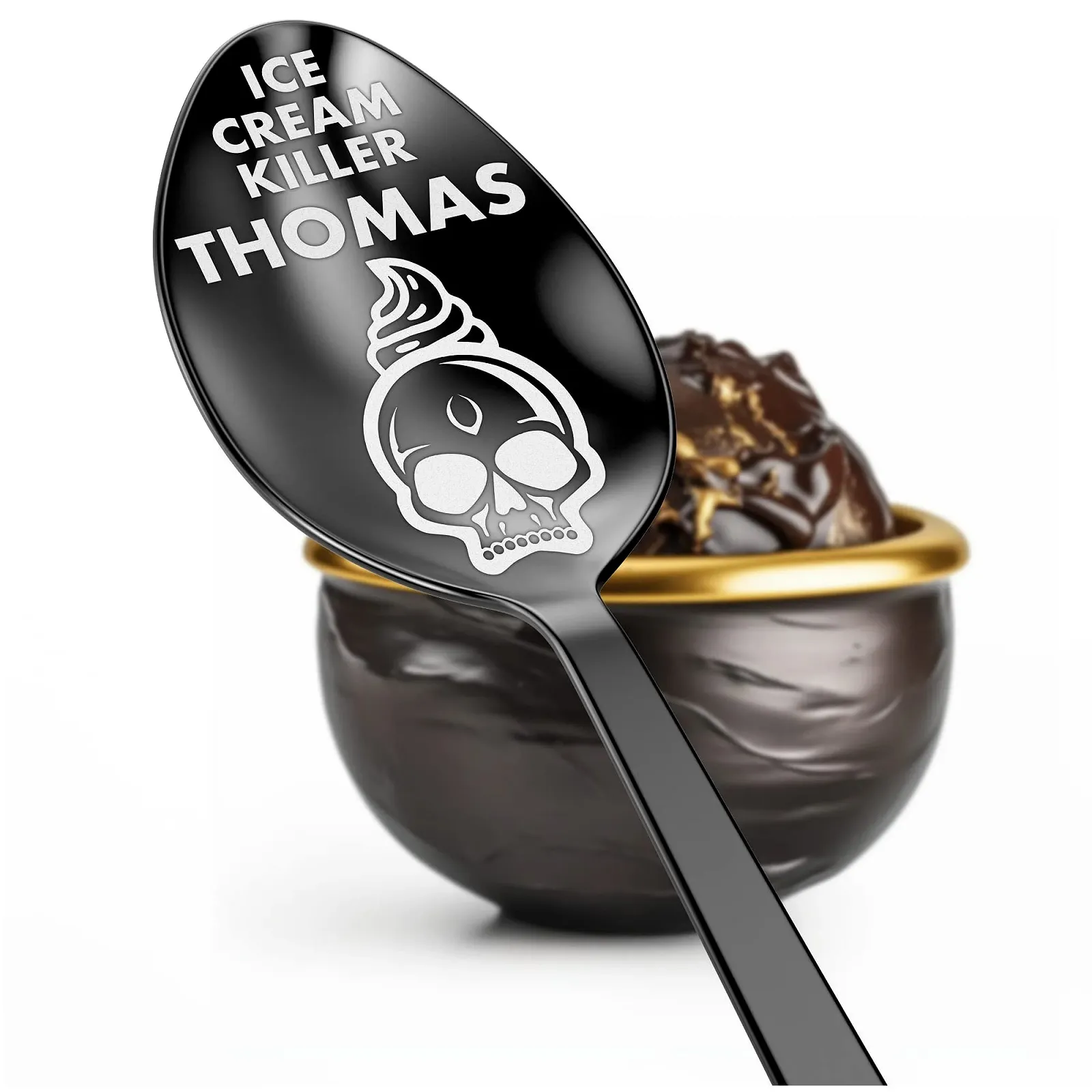 Ложка для морозива Geschenkfreude Персоналізована з гравіюванням Papa the Ice Cream Killer, фото №1