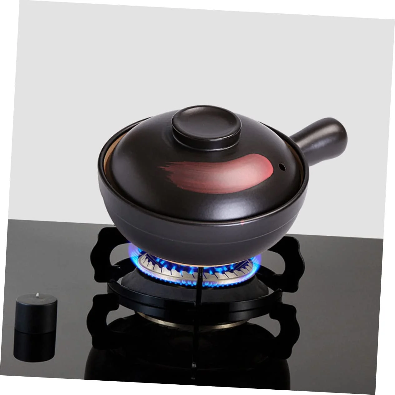 Ківш з кришкою глиняний з ручкою для плити, фото №5