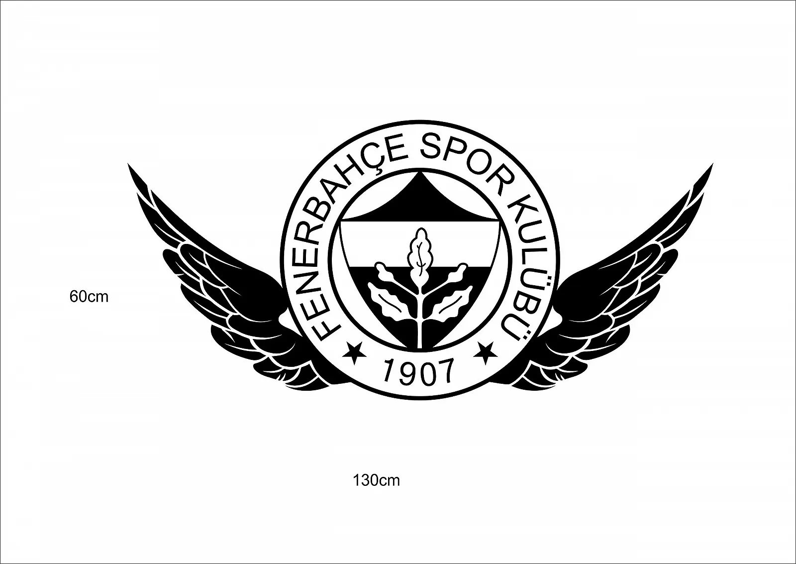 Наклейка на стіну Fenerbahce with Wings WT12 Матовий чорний 130 x 60 см, фото №3
