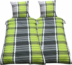 Комплект постельної білизни Leonado Vicenti Seersucker 4 предмети 155 x 220 см 80 x 80 см у смужку Зелений Сірий на блискавці - Фото 1