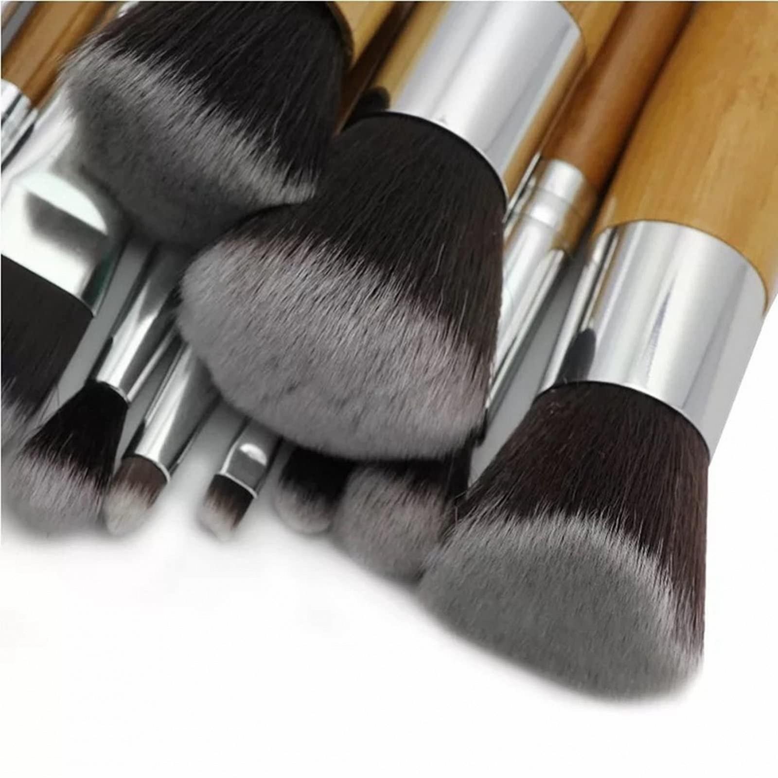Набор кистей для макияжа Verdant Touch, 11 шт., бамбуковая ручка, алюминиевая трубка, нейлоновый ворс, портативная сумка для хранения, профессиональные кисти для макияжа, фото №7