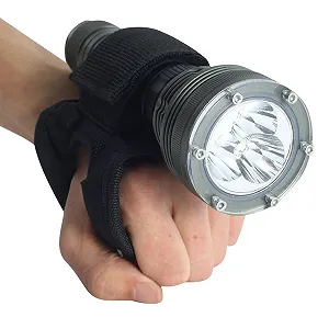 Рукавичка для дайвінгу DOITOOL з регульованим нейлоновим тримачем, ремінець на зап'ястя для підводних ліхтарів 25–33 мм, м'яка, чорна, вільні руки для дайвінгу, нічної риболовлі та ін. - Фото 1