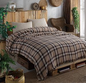 Покривало Mixibaby Двостороння Покривало Плед для дивану Коричневий Ekose 200 x 230 см - Фото 1