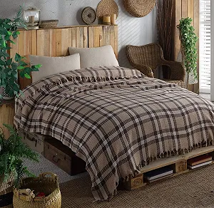 Покривало Mixibaby Двостороння Покривало Плед для дивану Коричневий Ekose 200 x 230 см - Фото 1