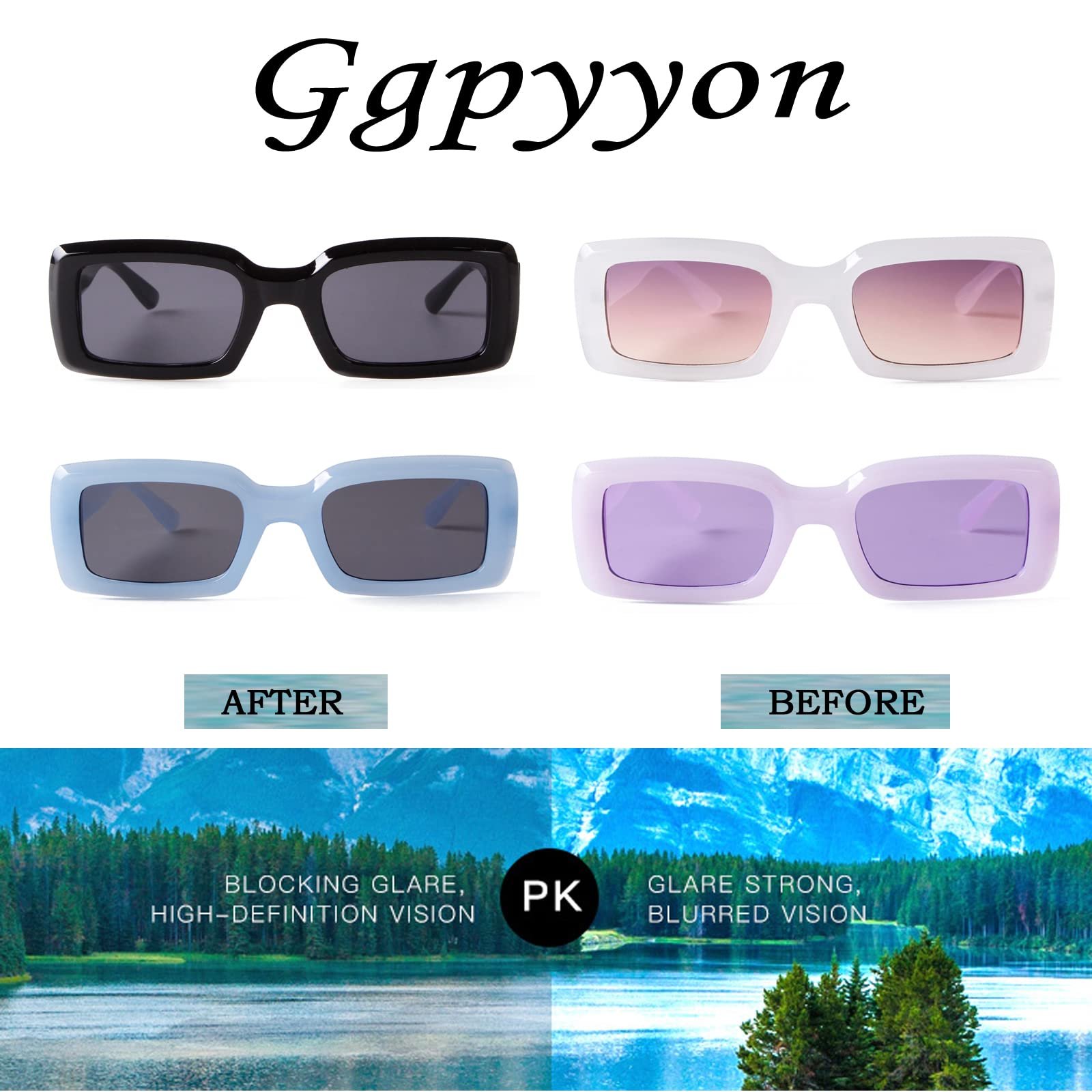 Сонцезахисні окуляри прямокутні Ggpyyon для жінок і чоловіків, трендові, ретро, 90-х, вінтажні, захист UV 400, квадратна оправа, фото №5 Сонцезахисні окуляри прямокутні Ggpyyon для жінок і чоловіків, трендові, ретро, 90-х, вінтажні, захист UV 400, квадратна оправа, фото №5