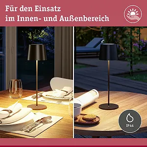 Настольная лампа Paulmann Gilo 76996 LED аккумуляторная IP44 2700K черный матовый диммируемая 2.8 Вт USB-C synthetic.ua - Фото 1