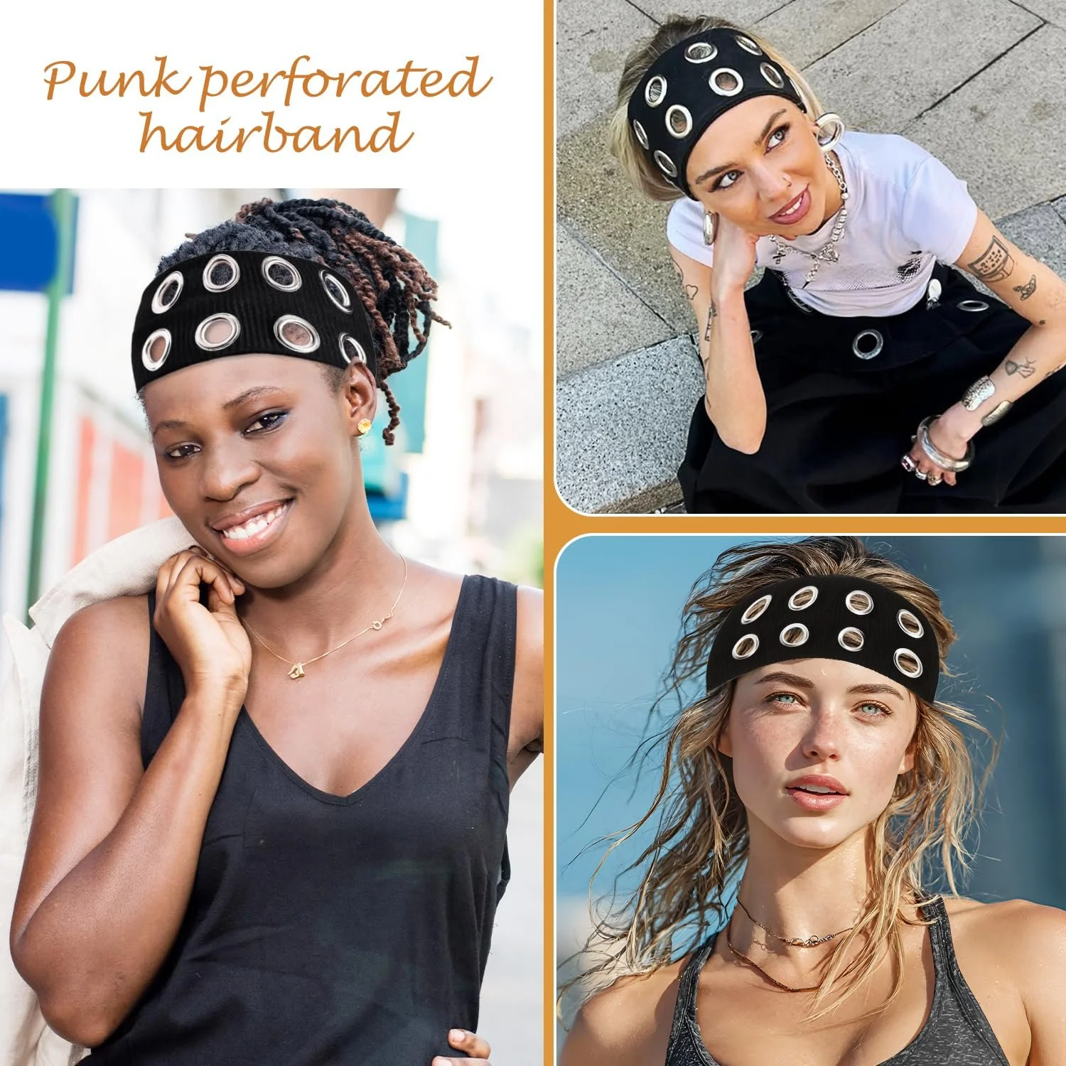 Пов'язка на голову Вязана з отворами Чорний, фото №7 Пов'язка на голову Вязана з отворами Чорний, фото №7