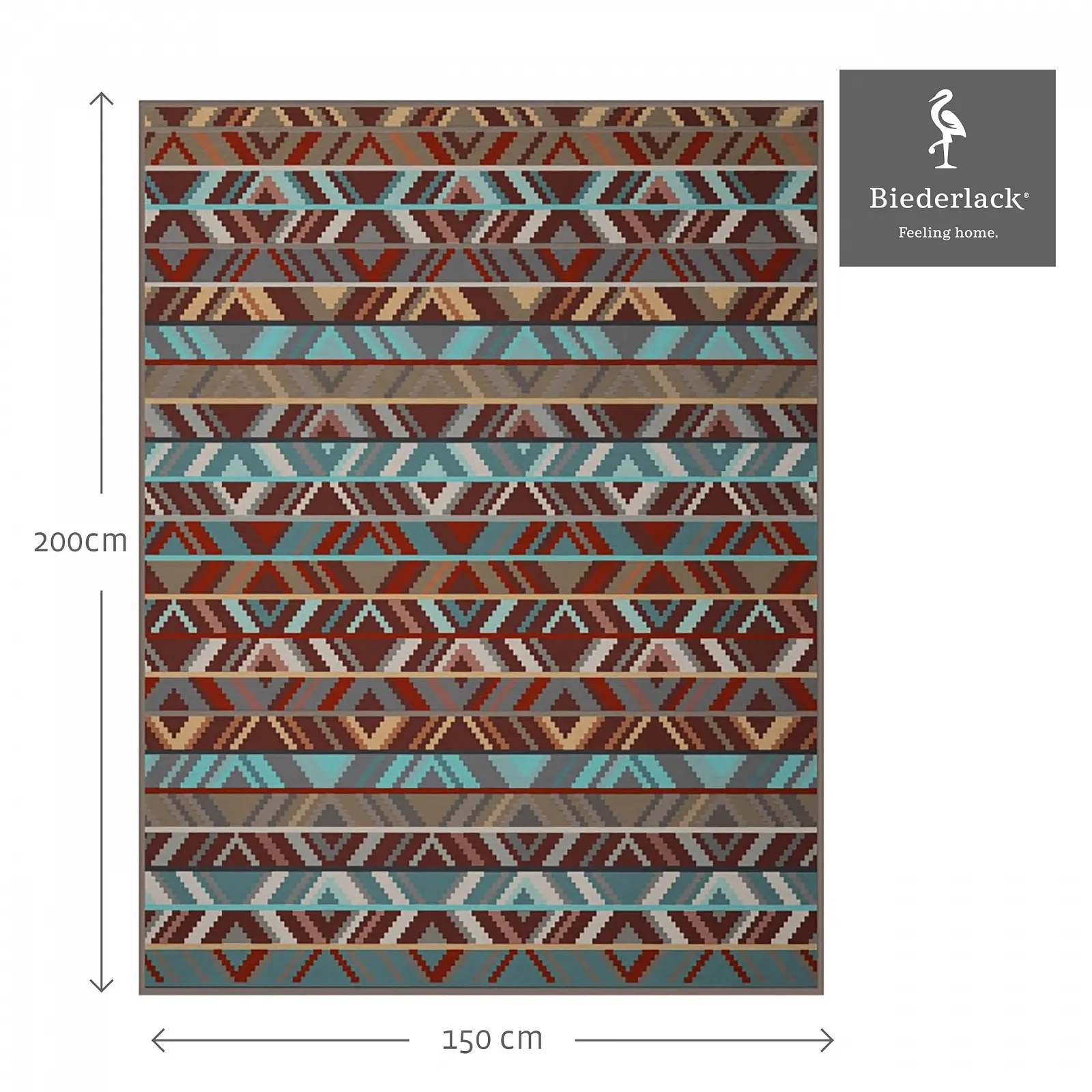 Плед Biederlack Fluffy Cuddly Ethnic Prism I Сделано в Германии I Oeko-Tex Made in Green I Плед из хлопковой смеси в этническом стиле I Плед для дивана 150 x 200 см I Экологически чистое производство, фото №2