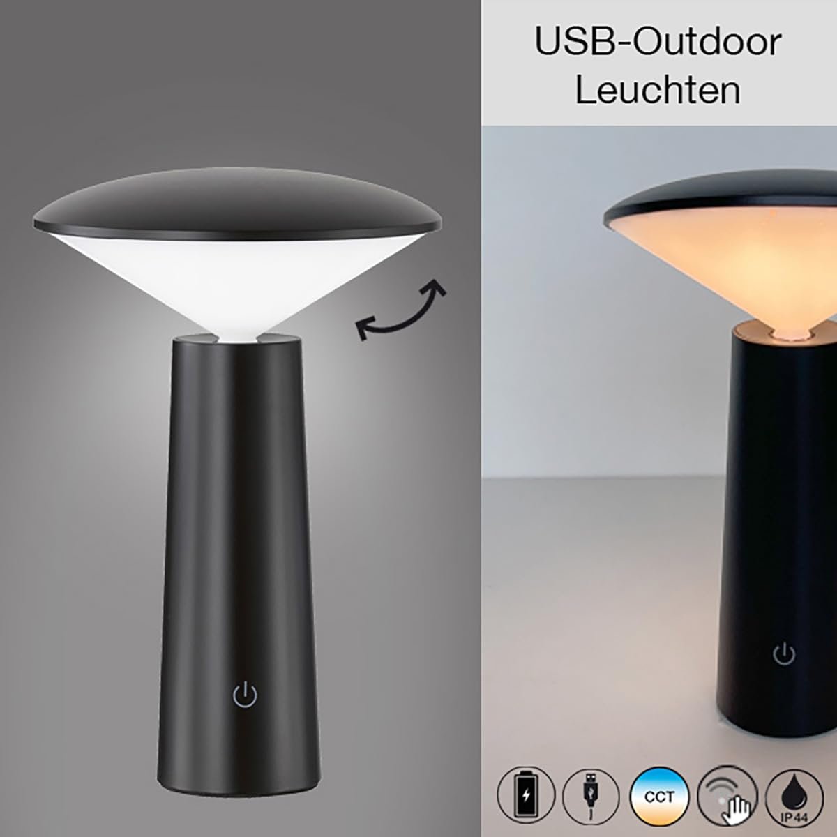 Настільна лампа FHL easy! Pinto 1 x LED 2 Вт 3000/4750/6500 К 200 лм димована CCT Чорна, фото №5