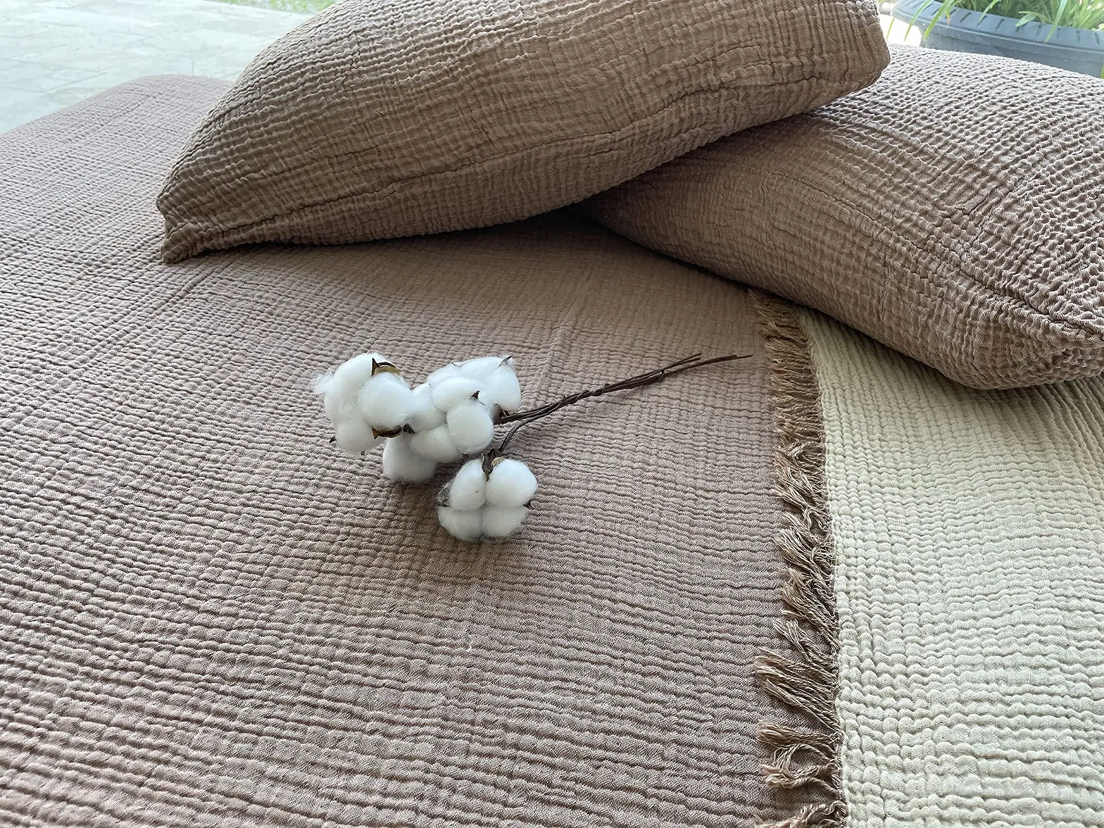 Муслінове покривало BONPERLA 100% бавовна 4 шари Коричневий (Стандартні наволочки 50x70 см), фото №6 Муслінове покривало BONPERLA 100% бавовна 4 шари Коричневий (Стандартні наволочки 50x70 см), фото №6