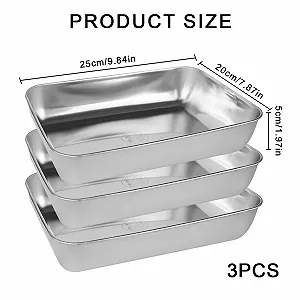 Набір мисок для панірування elthmpr Stainless Steel прямокутні 25 x 20 x 5 см 3 шт. synthetic.ua - Фото 1