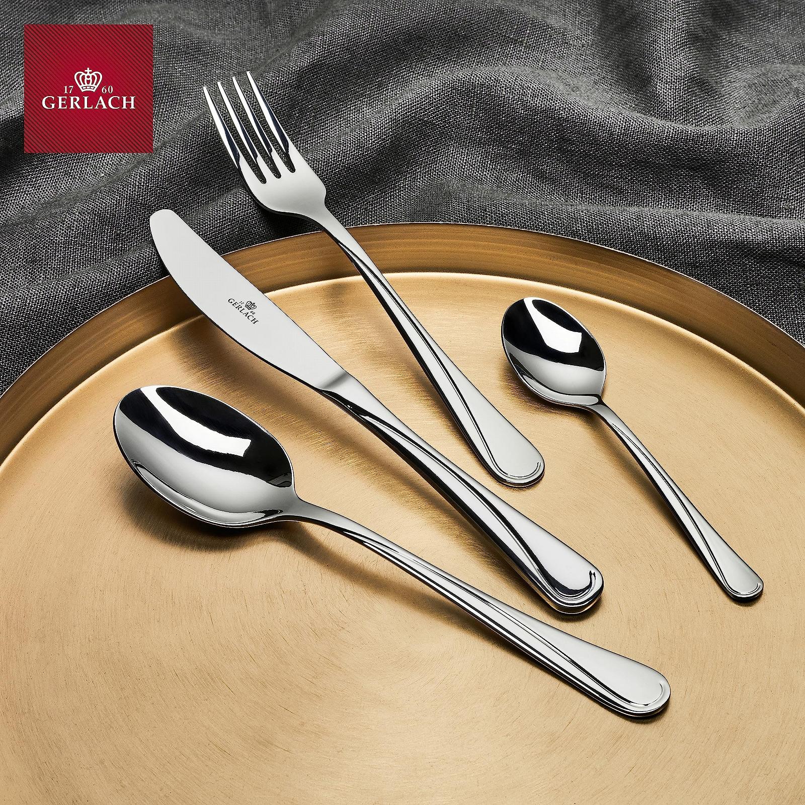 Набір столових приборів Gerlach Mango на 6 персон Ніж Вилка Ложка Чайна ложка Нержавіюча сталь Срібний, фото №5 Набір столових приборів Gerlach Mango на 6 персон Ніж Вилка Ложка Чайна ложка Нержавіюча сталь Срібний, фото №5