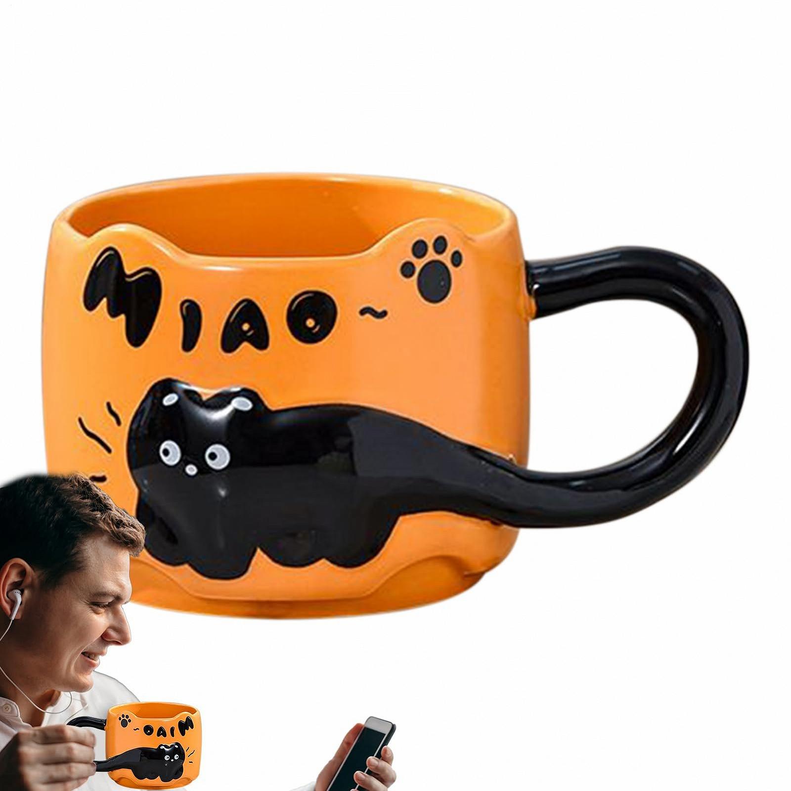 Кружка Кошачья, штабелируемая кружка для латте для горячих напитков - Забавные декоративные керамические чайные чашки с мультяшными котами для женщин, девочек, детей, фото №8