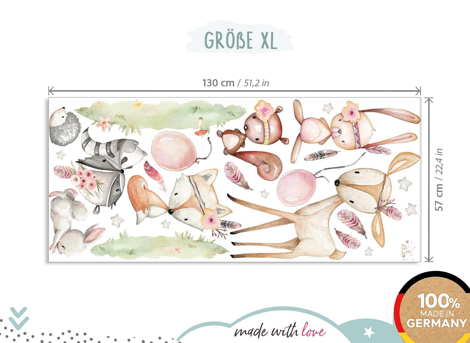 Наклейка на стену Little Deco DL5070 XL Лесные животные Олень Лиса, фото №4