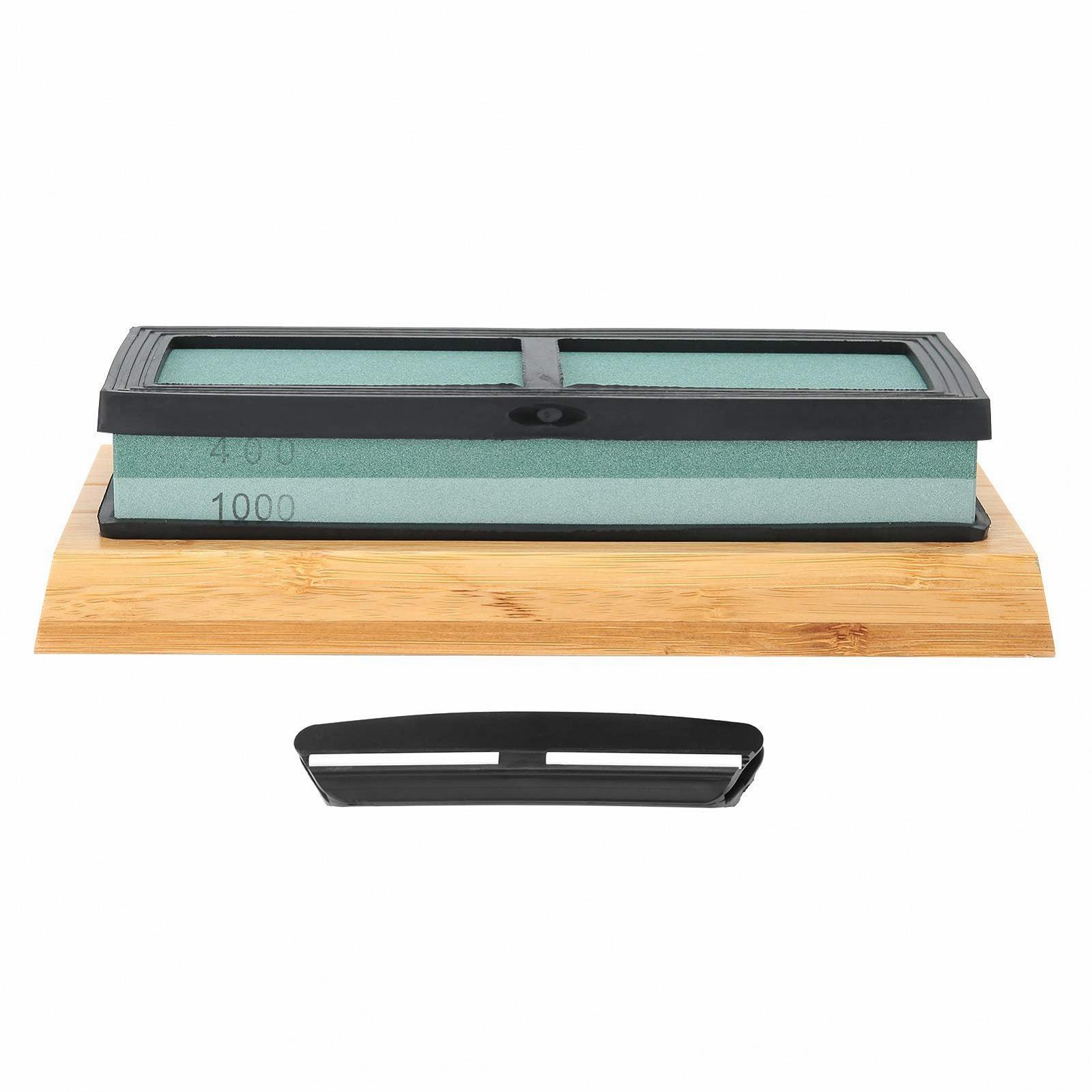 Точильный камень двухсторонний 400/1000 Grit из белого корунда с нескользящим основанием, фото №1