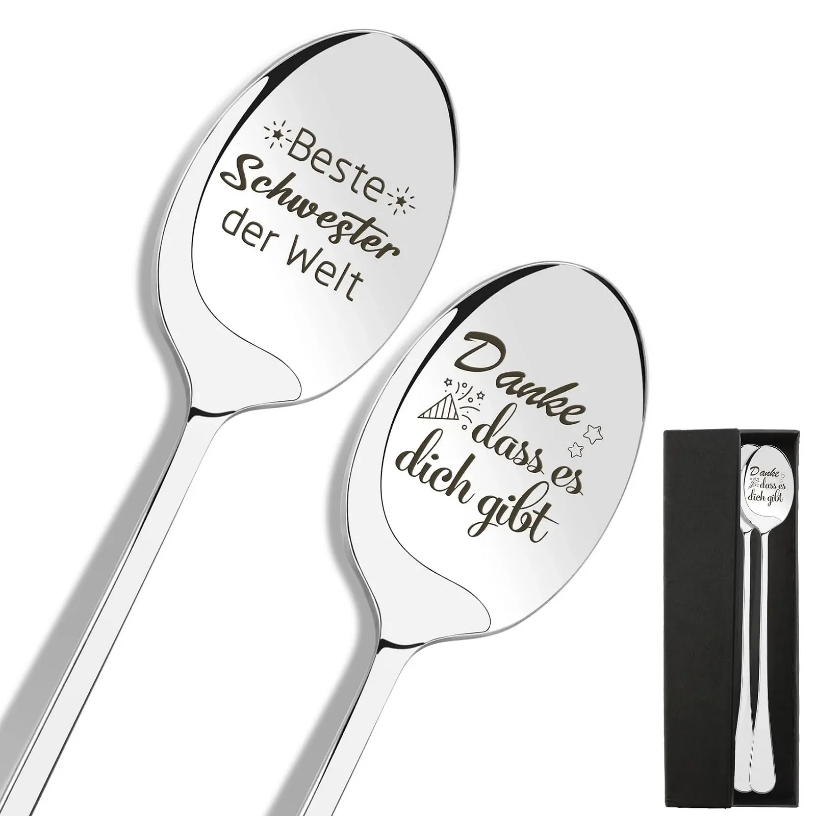 Ложка Подарунок сестрі, Подарунок подяки, Подарунок для сестри, Набір з 2 гравірованих кавових ложок, фото №1 Ложка Подарунок сестрі, Подарунок подяки, Подарунок для сестри, Набір з 2 гравірованих кавових ложок, фото №1