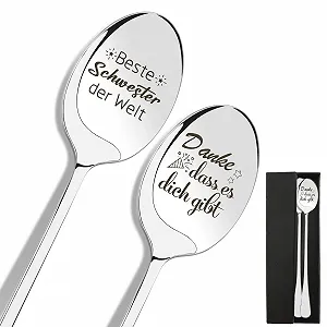 Ложка Подарунок сестрі, Подарунок подяки, Подарунок для сестри, Набір з 2 гравірованих кавових ложок - Фото 1