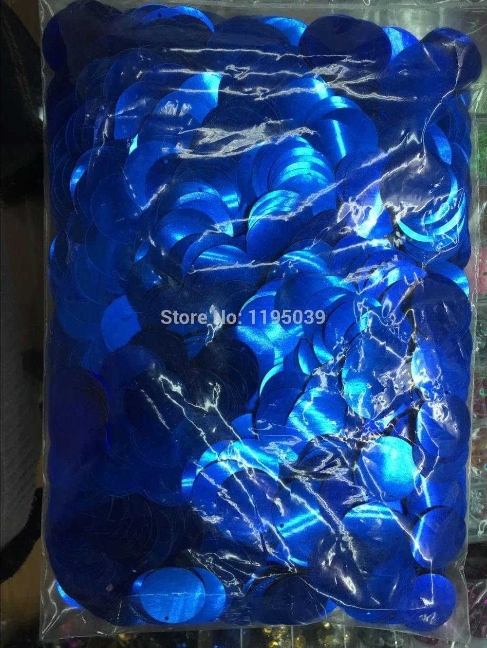 Круглі Паєтки 30 мм, великі, плоскі, з боковим отвором, світло-блакитні, 50 г, фото №4