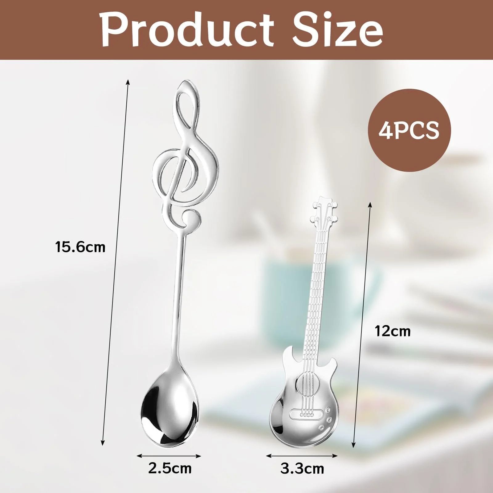 Набір Кавових Ложок 4 шт, Гітара, фото №2