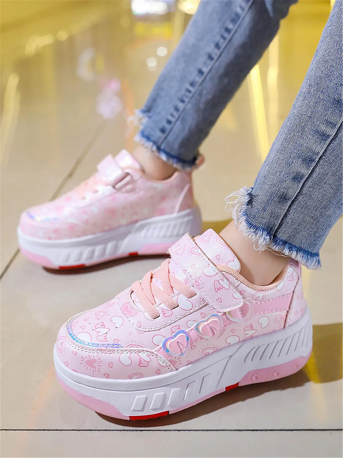 Кроссовки на колесиках для девочек и мальчиков, роликовые кроссовки с 4 колесиками, раздвижные кроссовки 2-в-1, Кроссовки для скейтборда, фото №2