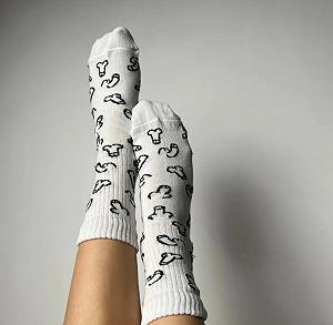 Мужские молодежные носки высокие демисезонные белые 39 - 44 размер - Фото 1