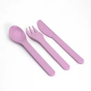 Набір пластикових столових приборів, 54 штуки (18 ножів, виделок, ложок), міцний, рожевий, з переробленого пластику RPET - Фото 1