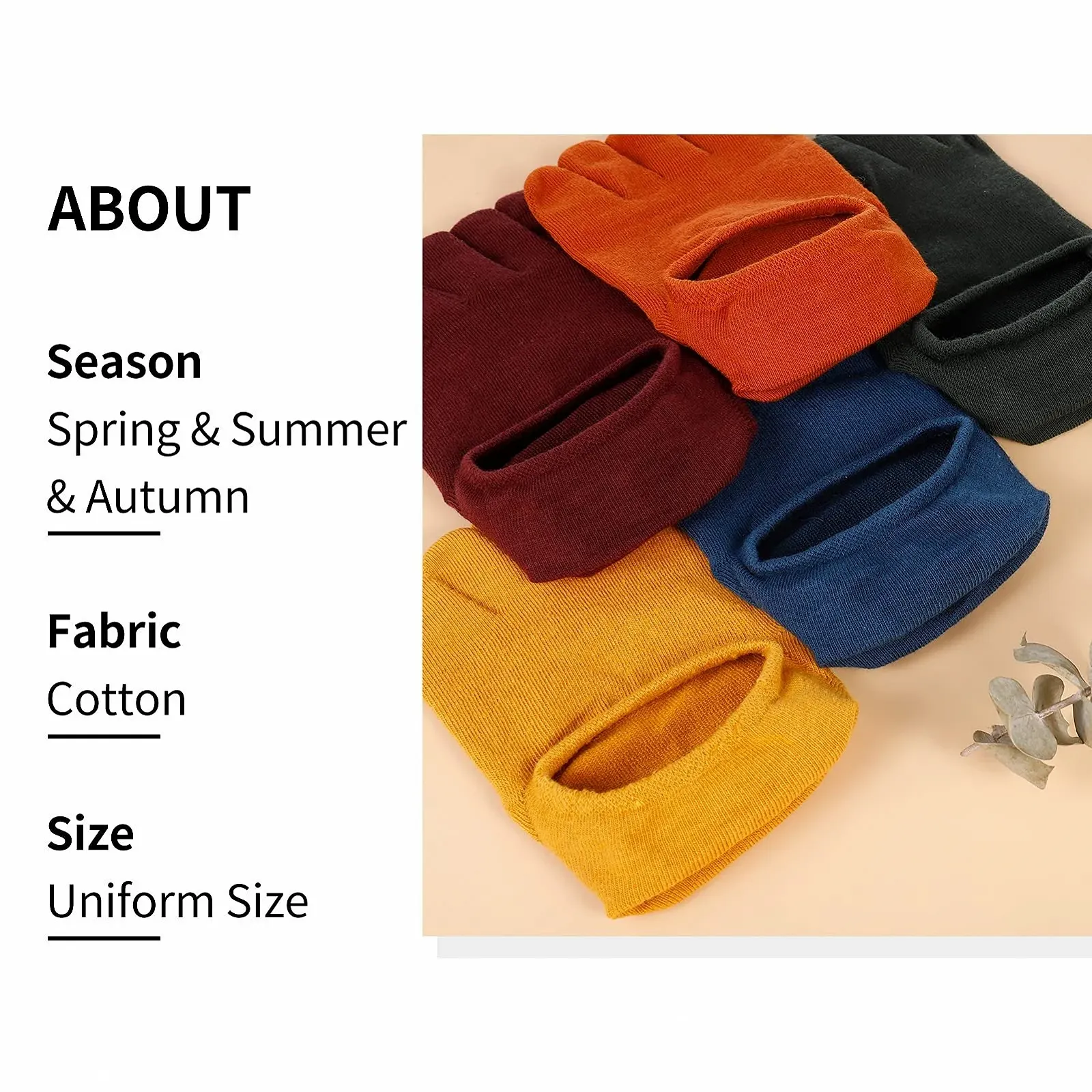 Носки с пальцами Женские Короткие Хлопковые Разноцветные Спортивные носки 5 пар, фото №4