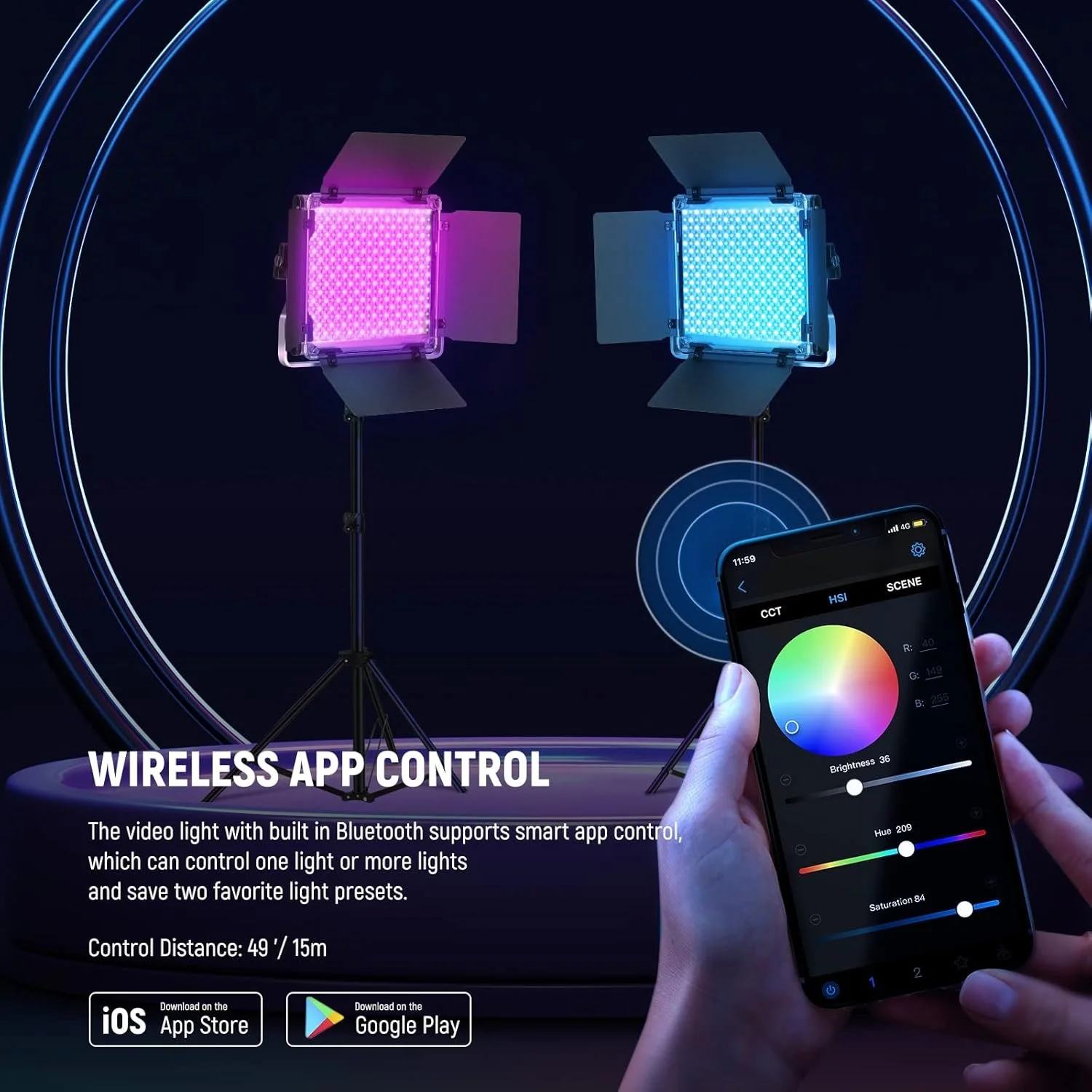 Комплект студийного видеосвета Neewer RGB660 PRO II Черный, фото №4