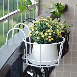 Держатель для цветочных горшков на перила круглый 4 шт белый synthetic.ua - Фото 1