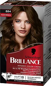 Крем-фарба для волосся Brillance Інтенсивний колір 884 Какао Коричневий (2 x 160 мл), Стійка фарба для волосся з діамантовим блиском та кондиціонером для догляду synthetic.ua - Фото 1