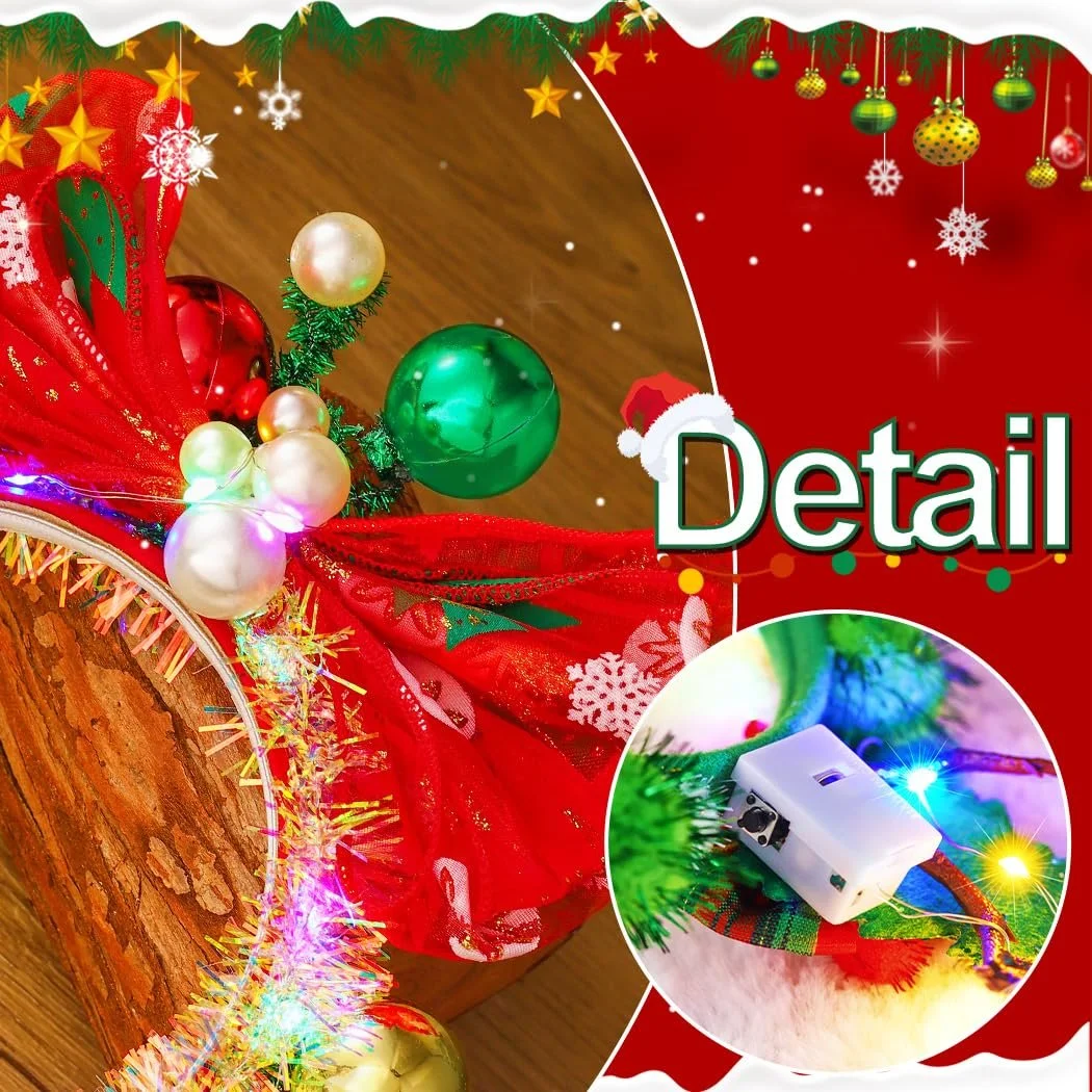 Різдвяна Обруч на голову зі світлодіодним бантом, фото №3