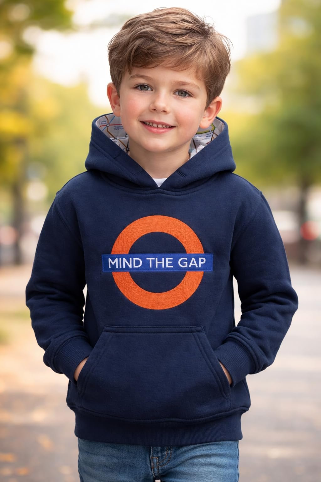 Худи TFL 129K Детское вышитое Mind The Gap Темно-синее, фото №5