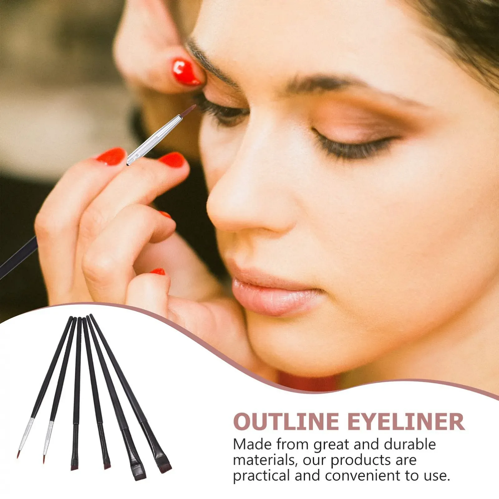 Кисти для подводки Beavorty, 6 шт, Кисти для макияжа, практичная Кисти для подводки, палочки для подводки, инструмент для макияжа глаз, Кисти для макияжа глаз, Кисти из искусственного волокна для девочек с двойным назначением, тонкий кончик, фото №5