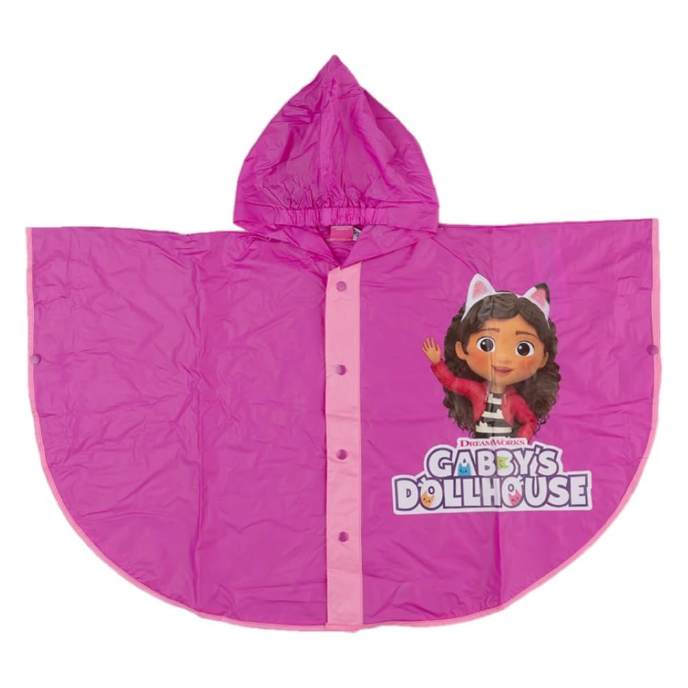 Дождевик CARTOON Gabby's Dollhouse Детский дождевой плащ-пончо с капюшоном и застежкой на пуговицах, фото №1 Дождевик CARTOON Gabby's Dollhouse Детский дождевой плащ-пончо с капюшоном и застежкой на пуговицах, фото №1