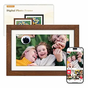 Цифровая фоторамка Eptusmey 10.1 дюйма WLAN 32 GB 1280 x 800 HD IPS Сенсорный экран Ореховое дерево - Фото 1