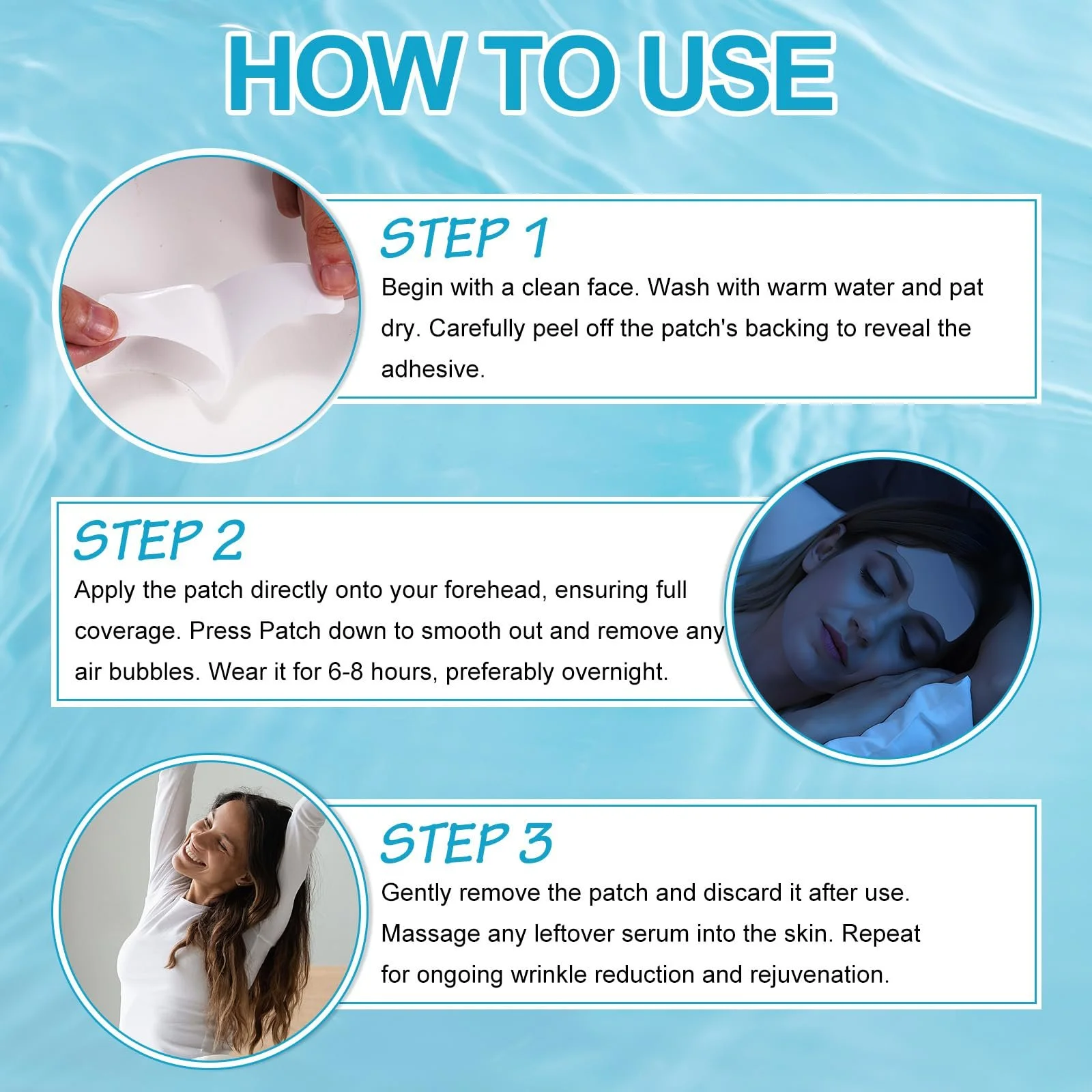 Патчі для лоба Anti-Falten-Stirnpflaster, 12 шт. - живильна суміш колагену та вітаміну Е, фото №4