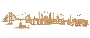 Наклейка на стіну Samunshi Istanbul Skyline 100 x 22 см світло-коричнева - Фото 1