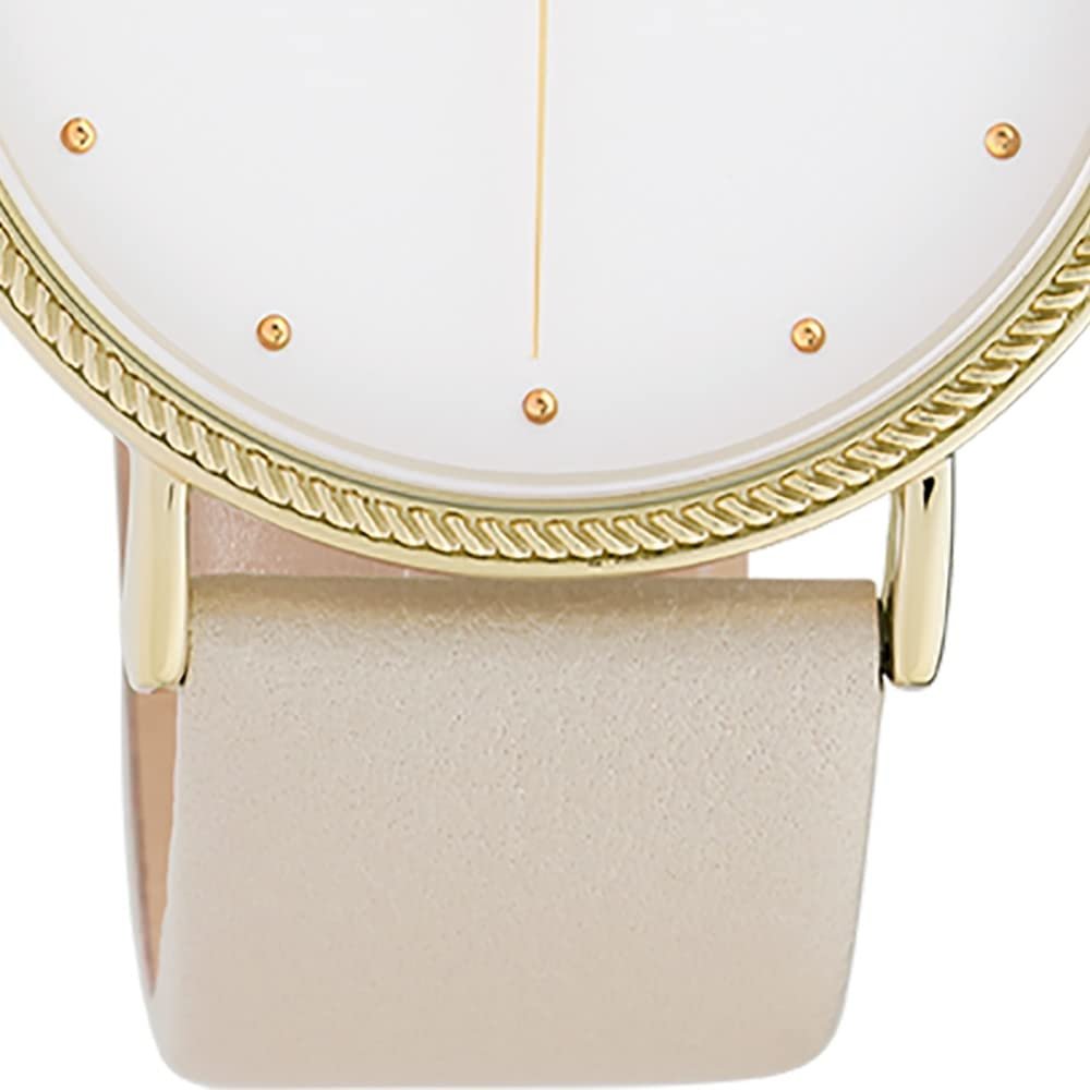 Женские часы Oozoo Shiny C10416, кожаный ремешок, 40 мм, белый / кремовый, золото, белый ремешок, фото №3