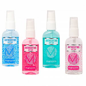 Набор антисептиков спреев дезинфицирующее средство Coral Crystal Malachite Aquamarine Manorm 50мл - Фото 1
