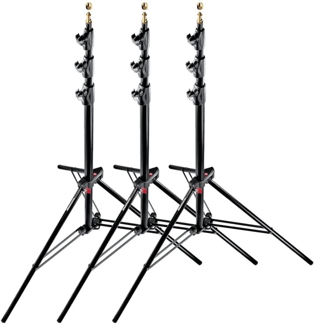 Комплект із 3 студійних стійок Manfrotto 1004BAC-3 Чорний, фото №1